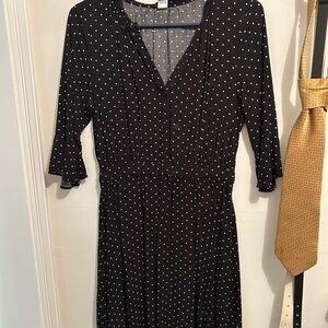 Old Navy Black and White Polka Dot Long Sleeve Dress